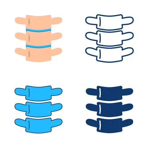 Vertebra icon set in flat and line style Stock Illustration