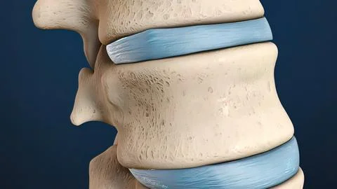 Vertebral compression fractures occur when the bony block or vertebral body i Stock Illustration