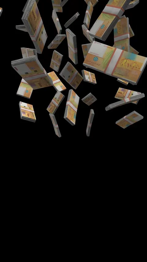 Vertical 10000 Comorian Franc Falling Animation on Black Screen Stock Footage 303179954