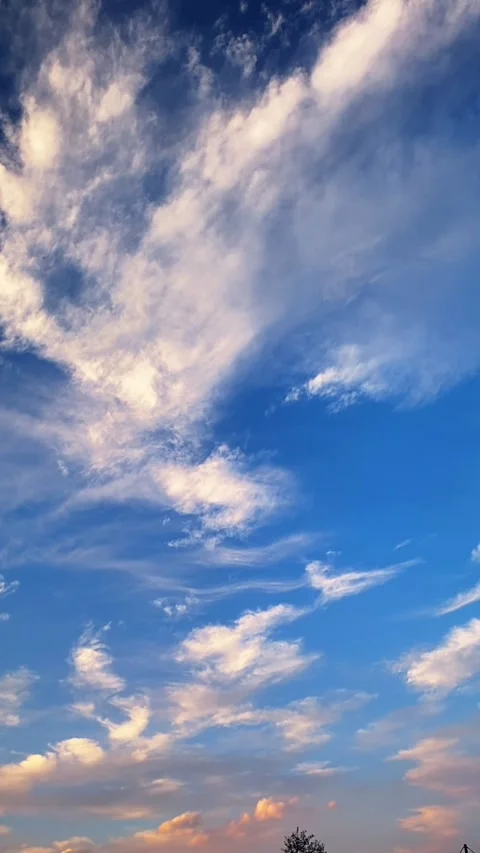 Vertical 1080p Timelapse of Fluffy White Clouds Drifting Fast over Blue Sky Video stock 332047209
