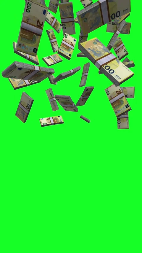 Vertical 200 Euro Falling Animation on Green Screen Video stock 285189908