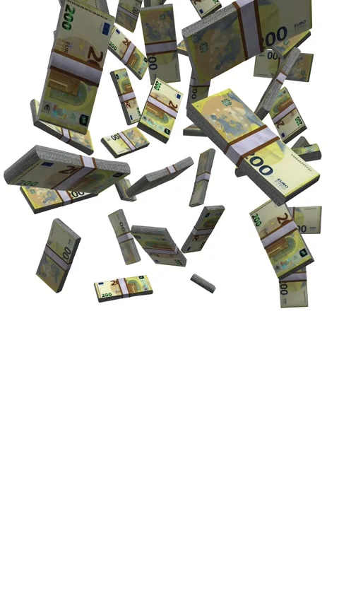 Vertical 200 Euro Falling Animation on White Screen Stock Footage 285270430