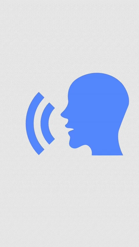 Vertical 2D Blue Human Profile Speaking Voice 4K Loop Alpha Video stock 338169581