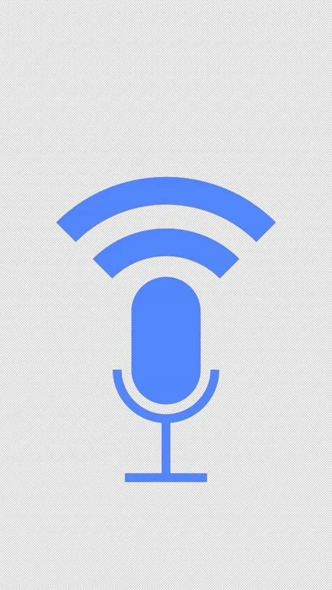 Vertical 2D Blue Microphone Voice Recognition 4K Loop Alpha Stock Footage 338169888