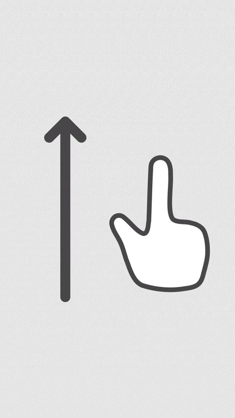 Vertical 2D Hand Cursor Swipe Up Arrow Gesture 4K Alpha Stock Footage 338441199