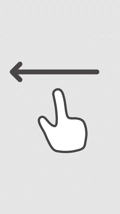 Vertical 2D Hand Cursor Swipe Left Arrow Gesture 4K Alpha Stock Footage 339062700