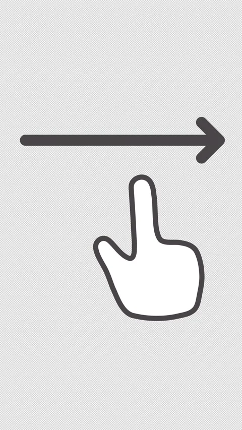 Vertical 2D Hand Cursor Swipe Right Arrow Gesture 4K Alpha Stock Footage 339062704