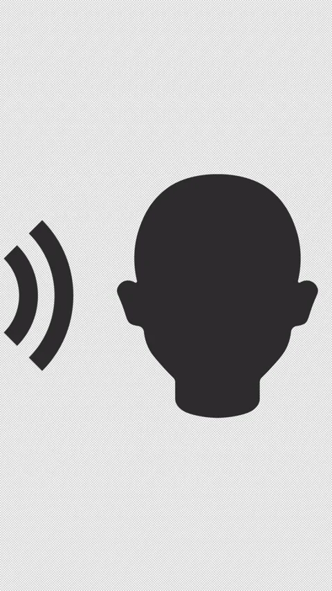 Vertical 2D Human Head Listening Sound Wave 4K Loop Alpha Stock Footage 338169525