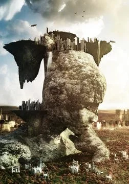 Vertical 2D illustration of an abstract apocalypse concept Stock Illustration