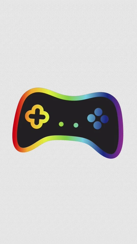 Vertical 2D RGB Gaming Controller Vibrating 4K Loop Alpha Stock Footage 338434125