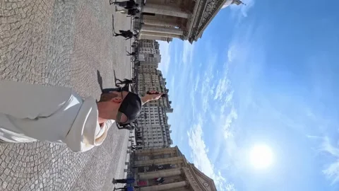 Vertical 360 degrees video of man at the Panthéon in Paris, France Stock Footage 328709392