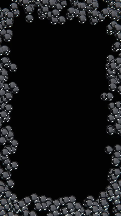 Vertical 3D abstract chrome bubbles particles frame border wallpaper animation Stock Footage 329316714