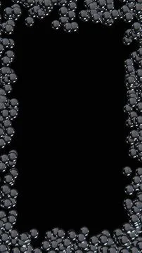 Vertical 3D abstract chrome bubbles particles frame border wallpaper banner Illustrazione stock