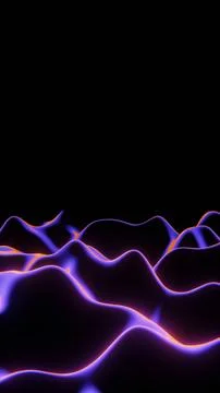 Vertical 3d abstract fabric satin silk drape folds ripple wave liquid glow neon Stock Illustration