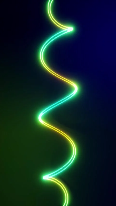 Vertical 3d abstract green neon glass wave gradient curve pulse sound frequency Video stock 327018528