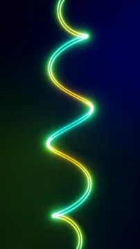 Vertical 3d abstract green neon glass wave gradient curve pulse sound frequency Stock Illustration