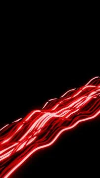 Vertical 3D abstract lines connection ethernet neon glow fire red background Stock Illustration