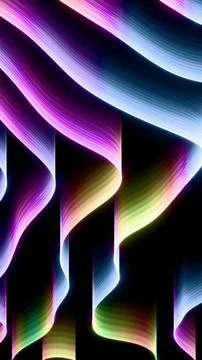 Vertical 3D abstract neon aurora background waves glow, banner template mockup Stock Illustration