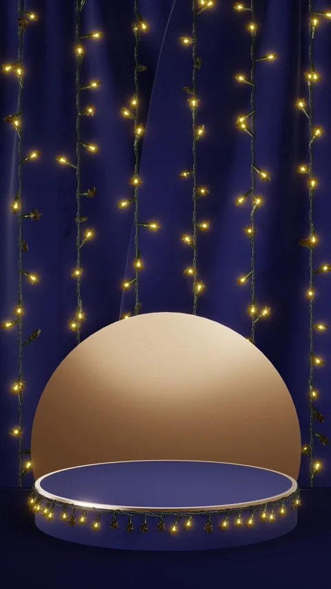 Vertical 3D abstract New Year Christmas lights loop animation garland podium Stock Footage 322058024