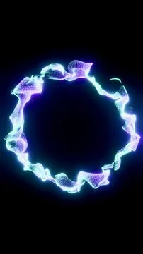 Vertical 3D abstract particles ring fire flame glow neon background copyspace Stock Illustration