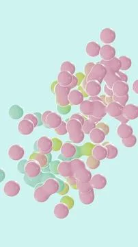 Vertical 3D abstract spheres balls background copyspace pastel pink mint aqua 스톡 일러스트