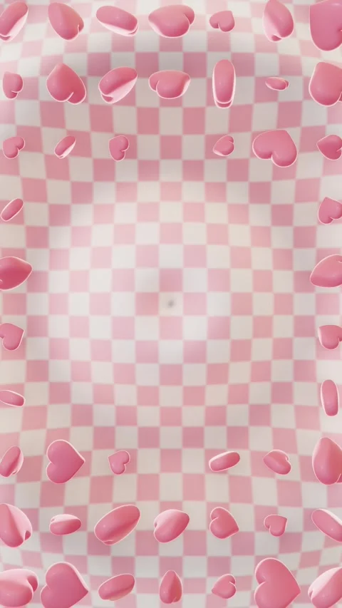 Vertical 3D abstract Valentine love loop animation romantic hearts pink pastel Stock Footage 325730694