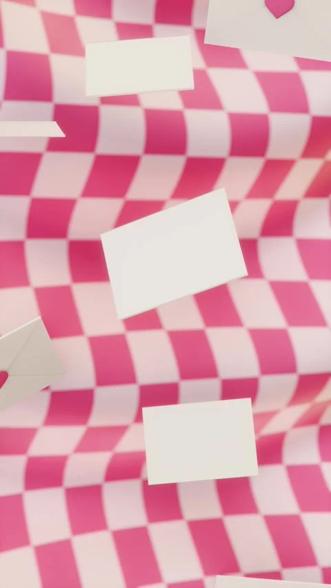 Vertical 3d abstract Valentine romantic hearts falling loop animation envelope Stock Footage 325802739