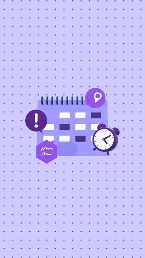 Vertical 3D Animated Calendar Showing Daily Routine and Time Management. Stock Footage 327992967