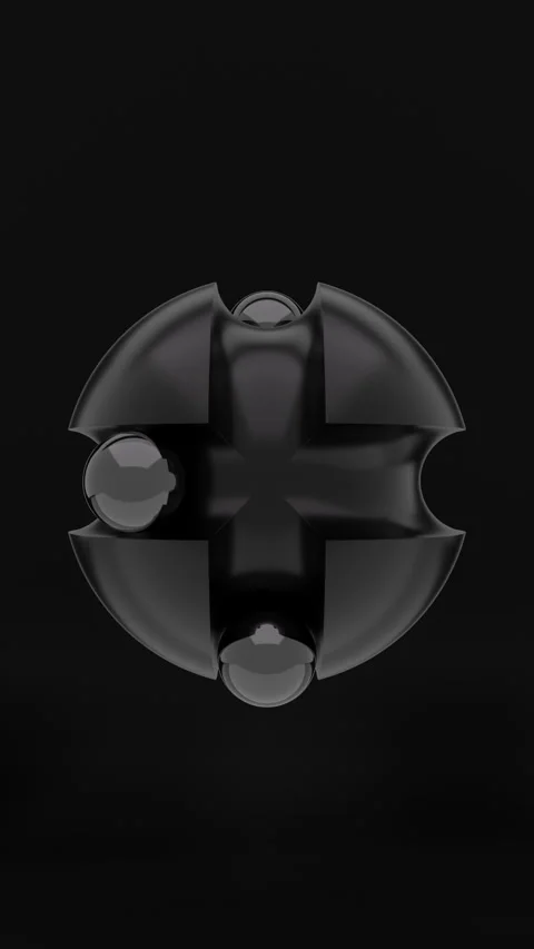 Vertical 3D animation of abstract loopable graphite colored spheres on black bg Stock Footage 246544800