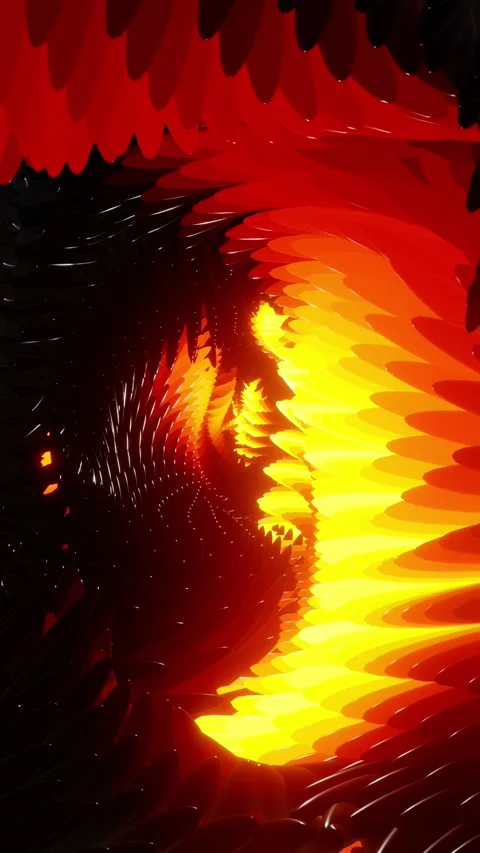 Vertical 3D Animation of Flying Through a Spiraling Abstract Tunnel with Glowing 스톡 동영상 347587241