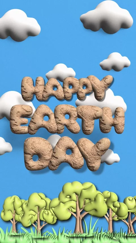 Vertical 3D Animation Happy Earth Day Night to Day Journey Stock Footage 306671815