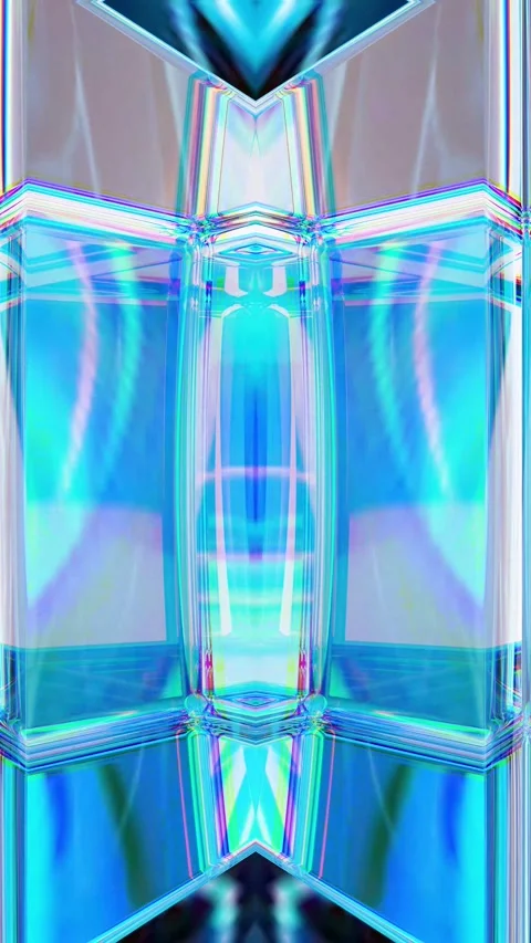 Vertical 3D Animation of a Symmetrical Sci-fi Glass Object on a Black Background Stock Footage 317335037