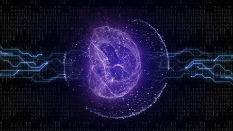 Vertical 3D Artificial Intelligence Brain and Technology Background, Loop Stock Footage 247521552
