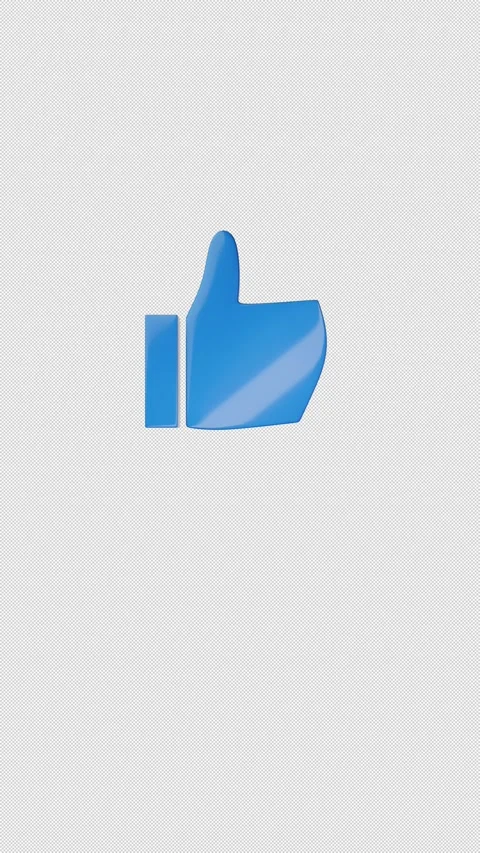 Vertical 3D Blue Thumbs Up Icon Scaling Up and Rotating on Alpha Channel Stock Footage 332415170