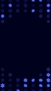 Vertical 3d Christmas New Year winter snowflakes border frame luminous blue neon Stock Illustration