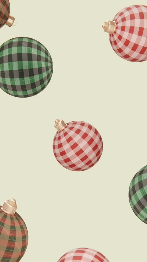 Vertical 3d Christmas tree New Year falling ornaments baubles loop animation Video stock 320155699