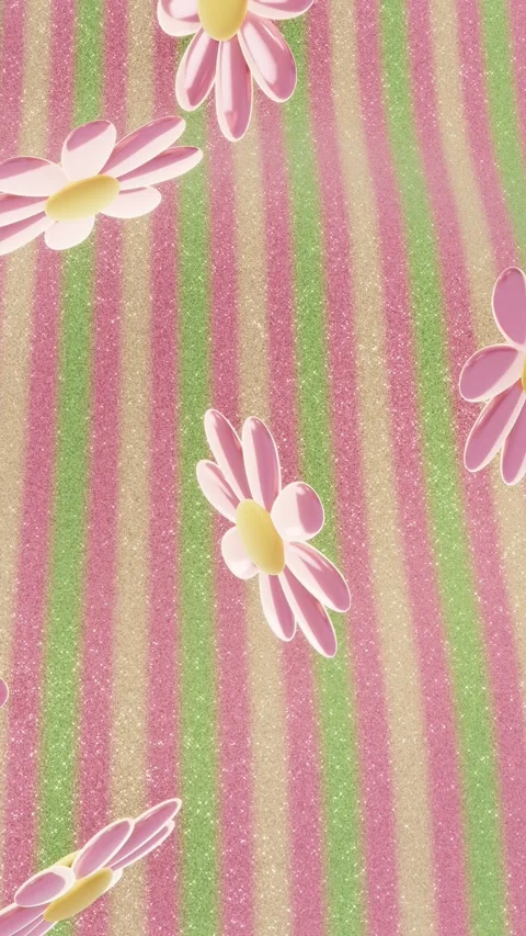 Vertical 3D daisy flowers whimsical glitter spring wallpaper copyspace backdrop Stock Footage 328737546