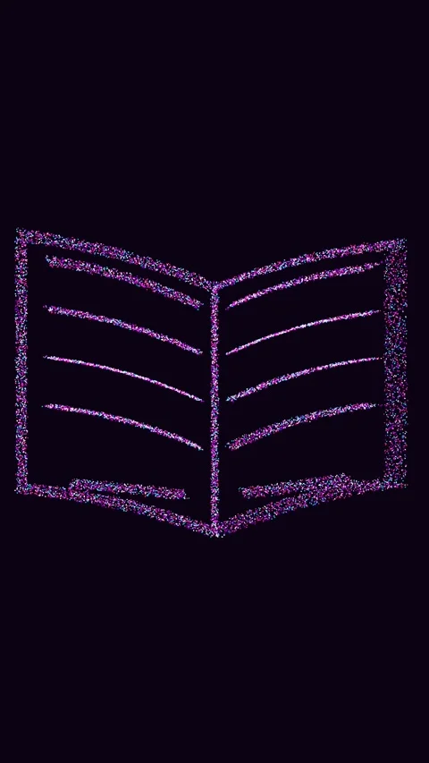 Vertical 3D Digital Open Book Particle Loop Black Background 動画素材 337353167