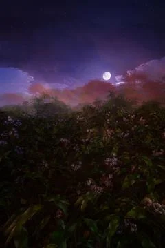 A vertical 3D digital rendering illustration of a majestic fantasy landscape  Ilustração Stock