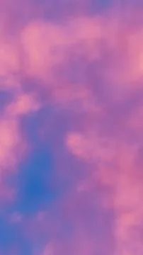 Vertical 3D dreamy sky clouds sunset twilight pink purple background nature Stock Illustration