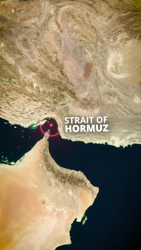 Vertical 3D Earth Zoom To Strait Of Hormuz Map With Highlight Stock-Footage 336071695