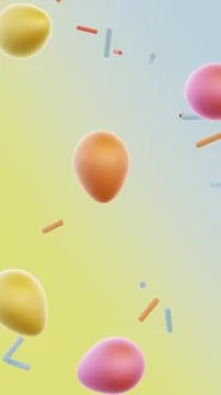 Vertical 3D Easter eggs confetti background copyspace spring pastel gradient 스톡 일러스트