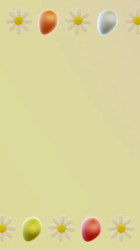 Vertical 3D Easter eggs daisy frame border background copyspace spring brochure Stock Footage 328528749