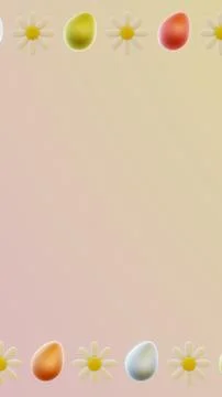 Vertical 3D Easter eggs daisy frame border background copyspace, spring brochure 스톡 일러스트