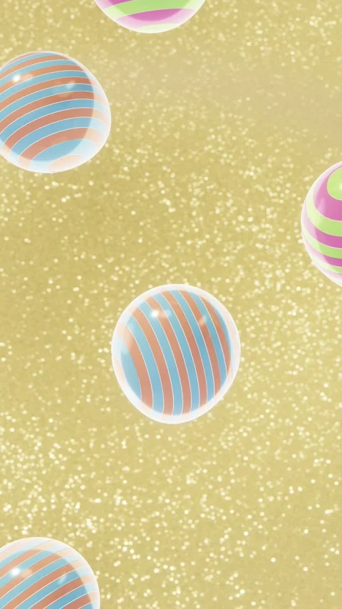 Vertical 3D Easter eggs striped glitter background copyspace spring animation Stock Footage 328737522