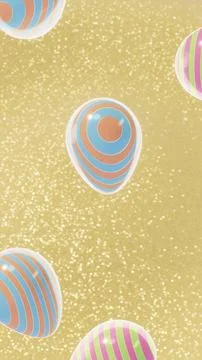 Vertical 3D Easter eggs striped glitter background copyspace spring pastel Stockillustratie
