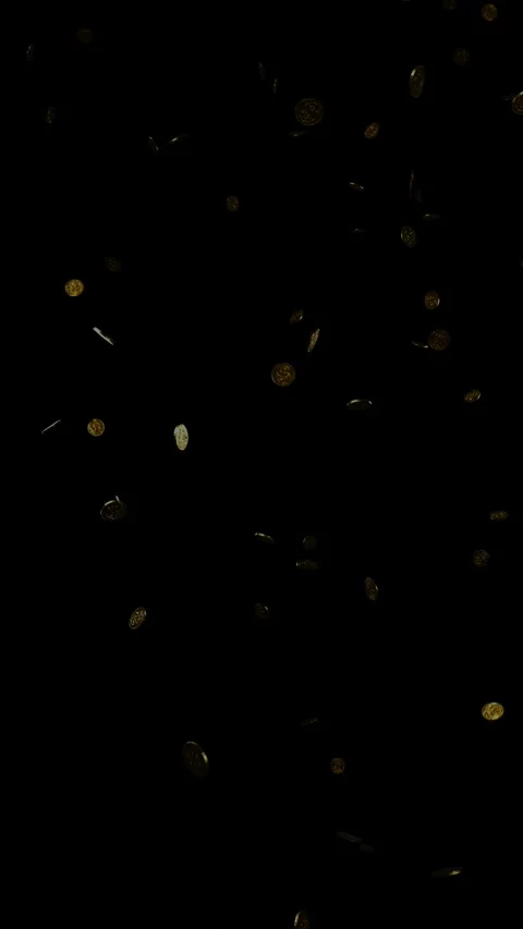 Vertical 3D Falling Gold Coins Money Rain 4K Loop Overlay Stock Footage 334653258