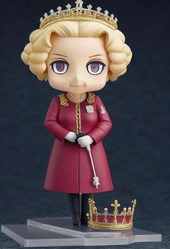 Vertical 3D figure of a young  cute Queen Elizabeth II with crown on floor again Stock Illustration