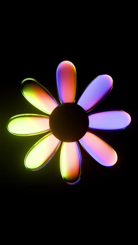 Vertical 3D glass abstract flower sleek glossy web design website loop animation Stock Footage 333974104