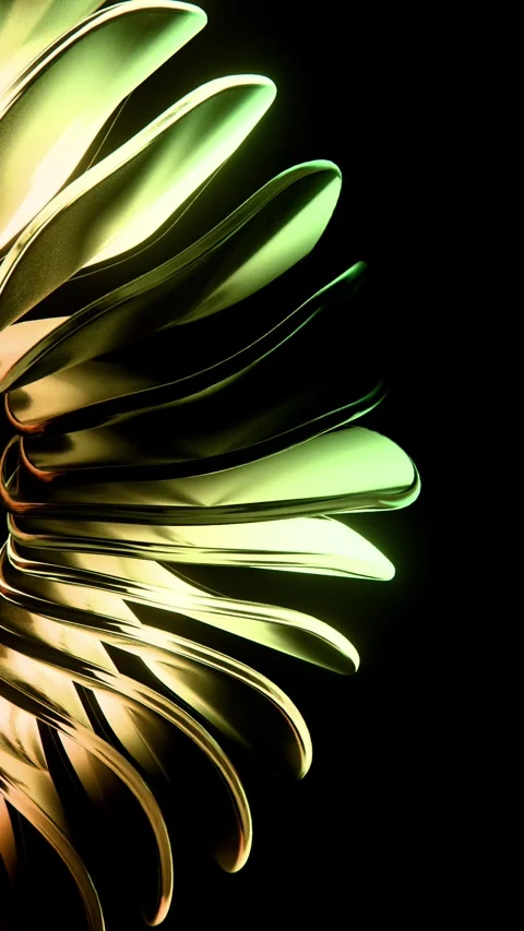 Vertical 3D glass abstract petals sleek glossy website landing interface loop Stock Footage 334777913